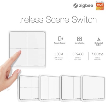 Tuya 4 Gang Wireless Zigbee Smart Home Automation Controller - تعمل بالبطارية ، ولا حاجة إلى الأسلاك