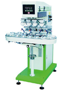 Pneumatic 4-Color Pad Printer with Conveyor (SP-200/4A, ink tray)