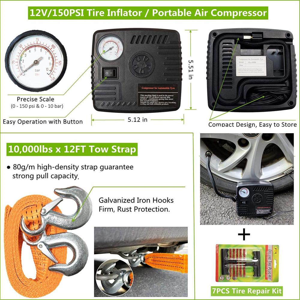 Kit de voiture en bordure de route d'urgence pour les voyages d'urgence de  la route d'outils de réparation de voiture - Chine Kit de voiture d'urgence  routière, Kit d'urgence routière