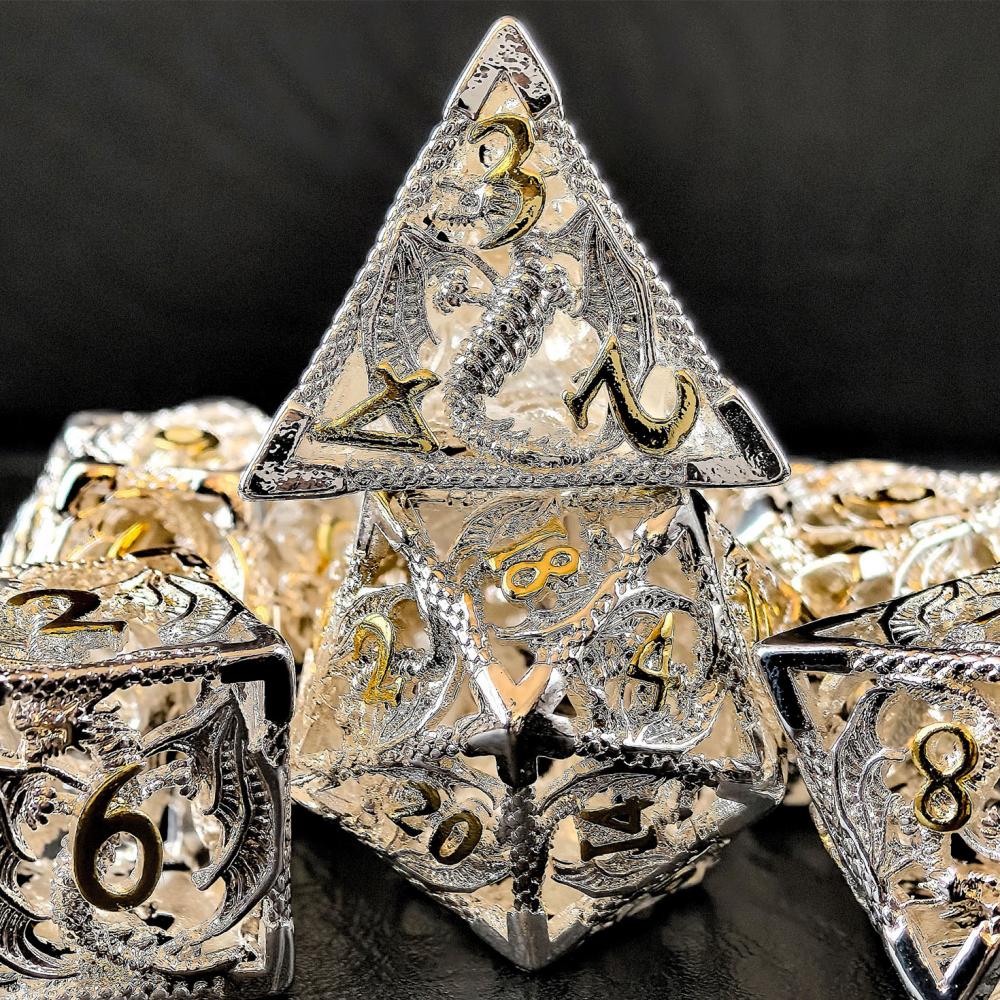 Silver Hollow Metal Dice