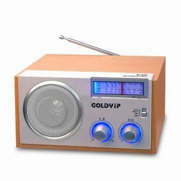 Wooden Radio with Built-in Speaker, Supports FM, TV, SW, and MW