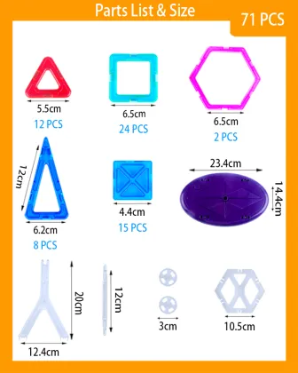 Hot sell educational toys playmags magnetic block 71 PCS