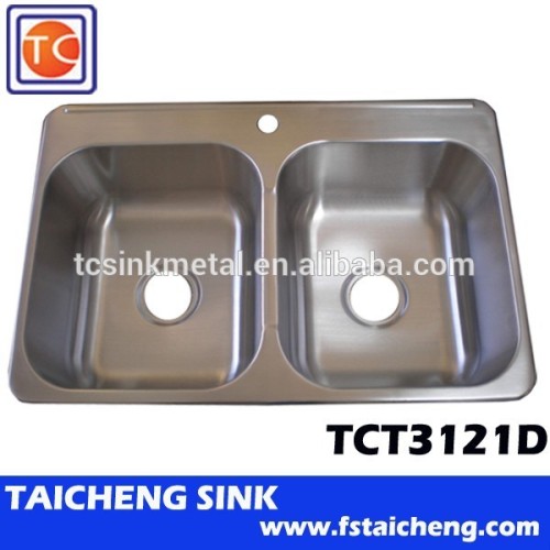 31"x21" Above Counter Kitchen Sink With 1 Tap Hole,Undercoating And Installation Clips