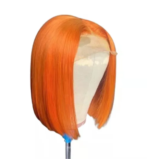 Factory Price 100% human raw hair Straight Lace Front Human Hair Human Loose Waves Orange Bob Wig