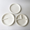 10'' 3 compartment bagasse round plates