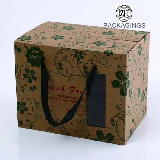 Kraft paper cardboard fruit box with handle