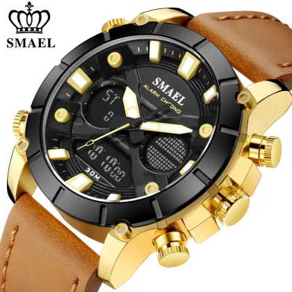 New Fashion Brand SMAEL Men Watch Leather Strap
