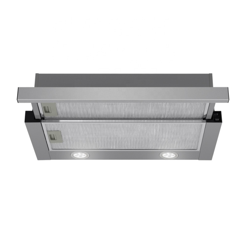 Factory price 60cm China Supplier  SS Printed  Push Button Kitchen Use Slide-Out Telescopic Range Hood