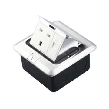 British UK 3 Pin Hidden Universal 13A 250V Electrical Plug Power Flip-up Floor Socket Box