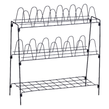 PE-coated metal shoe rack with shoe support