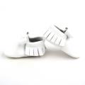 leather moccasins Sweet White Leather Baby Bow-knot With Tassel Moccasins Supplier