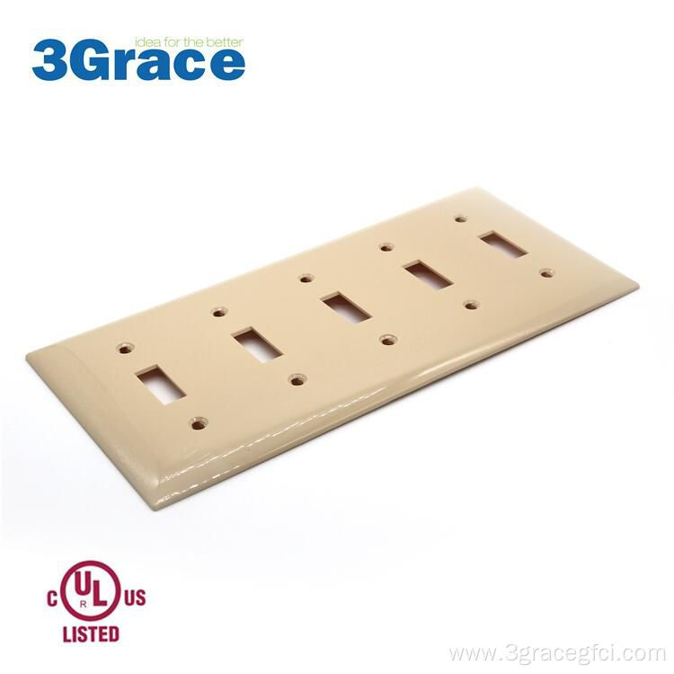 5 Gang Standard Switch Plate Ivory