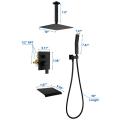 Ceiling Mounted Black Brass Shower Mixer Set