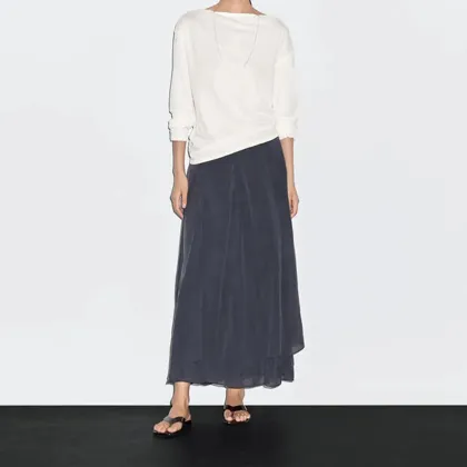 Women's Island Vacation Style Elegant Lotus Leaf Side Skirt Half length Skirt