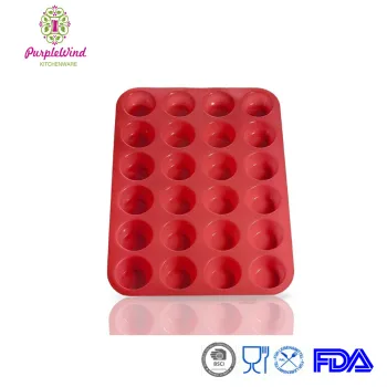 24 Cup Silicone Mini Muffin Baking Pan, Premium Cupcakes Pan Shapes Mold