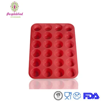 24 Cup Silicone Mini Muffin Baking Pan, Premium Cupcakes Pan Shapes Mold