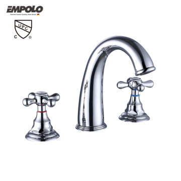Luxury Deck-Mount 3-Hole Double Handle Bathroom Sink Faucet