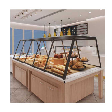 Customized Wood Glass Showcase Bread Display Stand