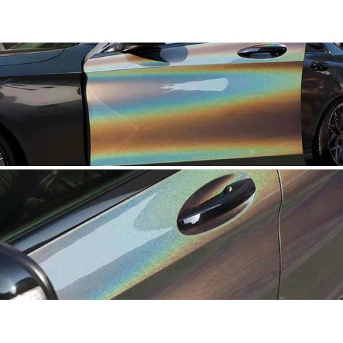 Gloss arco iris láser gris coche vinilo envoltura