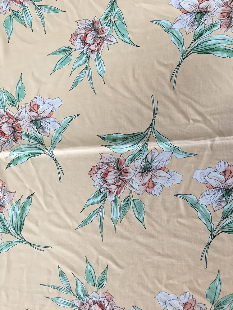 Flower Design Rayon Poplin shuttle Light Printing Fabric