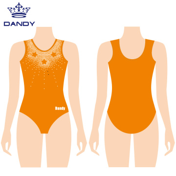 Customized sleeveless rhinestones gymnastics leotards