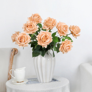 Wholesale Home Decoration Wedding Table Latex Coated Silk Artificial Roses