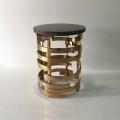 marble top golden stainless steel base end table