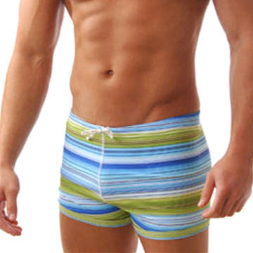 Men's Stripe Swim Trunks/Square Leg Short and Square Leg Brief Designs