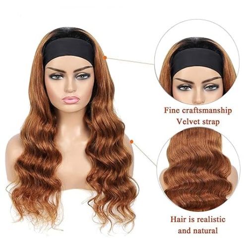 Ombre Headband Wig Human Hair Highlight Body Wave