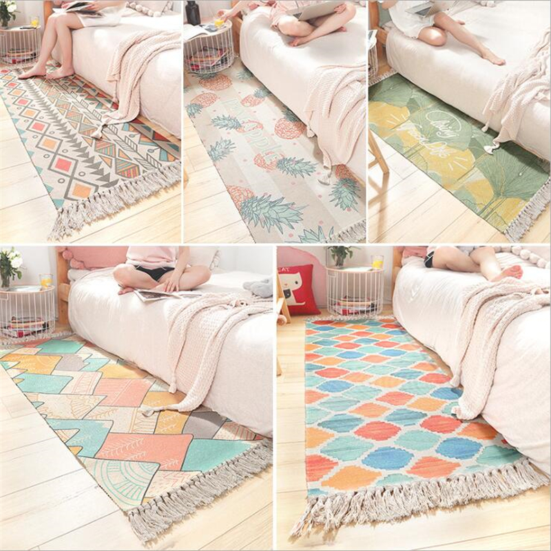 Soft Cotton Delicate Bedroom Carpets For Living Room Kid Room Table Rugs Home Carpet Floor Door Mat Decorate House Area Rug Mats