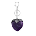 Amethyst Antique Silver Alloy Heart Pendant Keychain