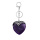 Amethyst Antique Silver Alloy Heart Pendant Keychain