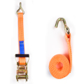 1.5 &quot;3T 38mm Plastik Ratchet Buckle Mobil Ban Belt Tie Down Straps Dengan 1,5 Inch Single J Hooks