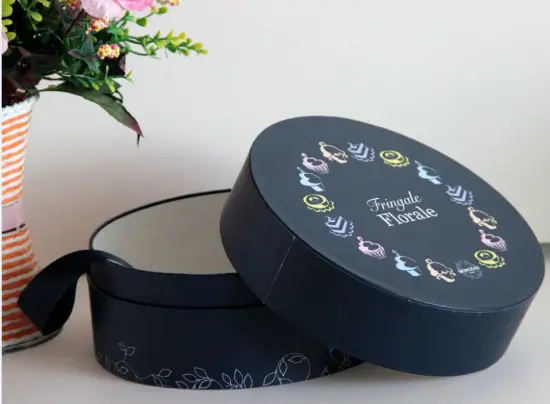 Customized Black Round Paper Gift Box for Flower