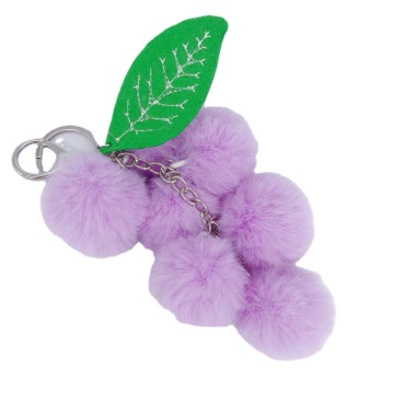 Grape Hairball Pendant: Unique Purple Plush Fruit Keychain