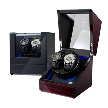 5 Mode Rotasi Ultra Quiet Mabuchi Motor Watch Watch Winder Box Dengan Pencahayaan LED Terpadu untuk Dua Jam Tangan