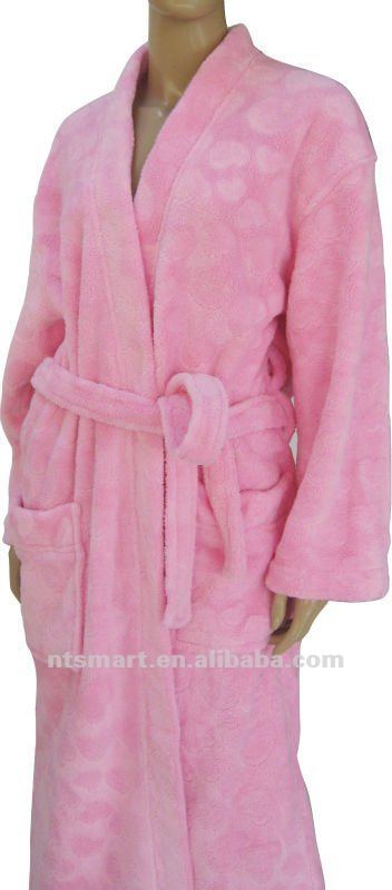 100%polyester ladies sexy pink bathrobe