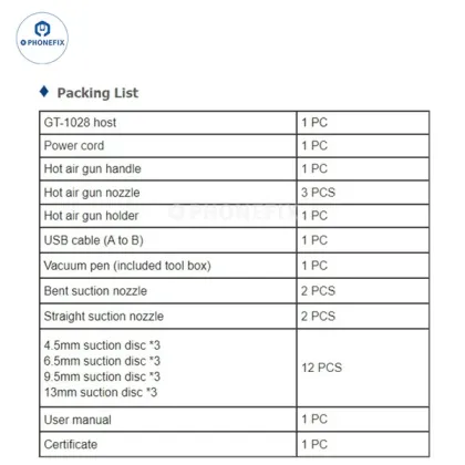 Atten GT-1028 Intelligent Digital Display Hot Air Gun Rework Station