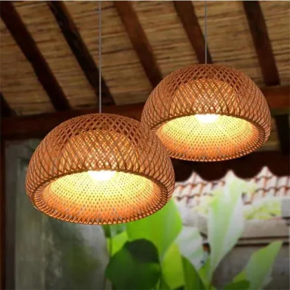 Bamboo Pendant Light - Rattan Chandelier for Restaurant