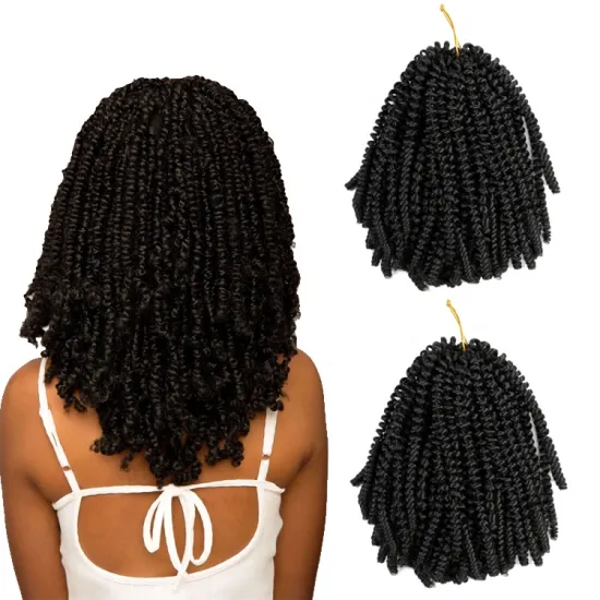 Spring Twist Crochet Braids Synthetic Braiding Hair Pre-Twist Kinky Curly Hair 8Inch 30Roots Ombre Hair Extension