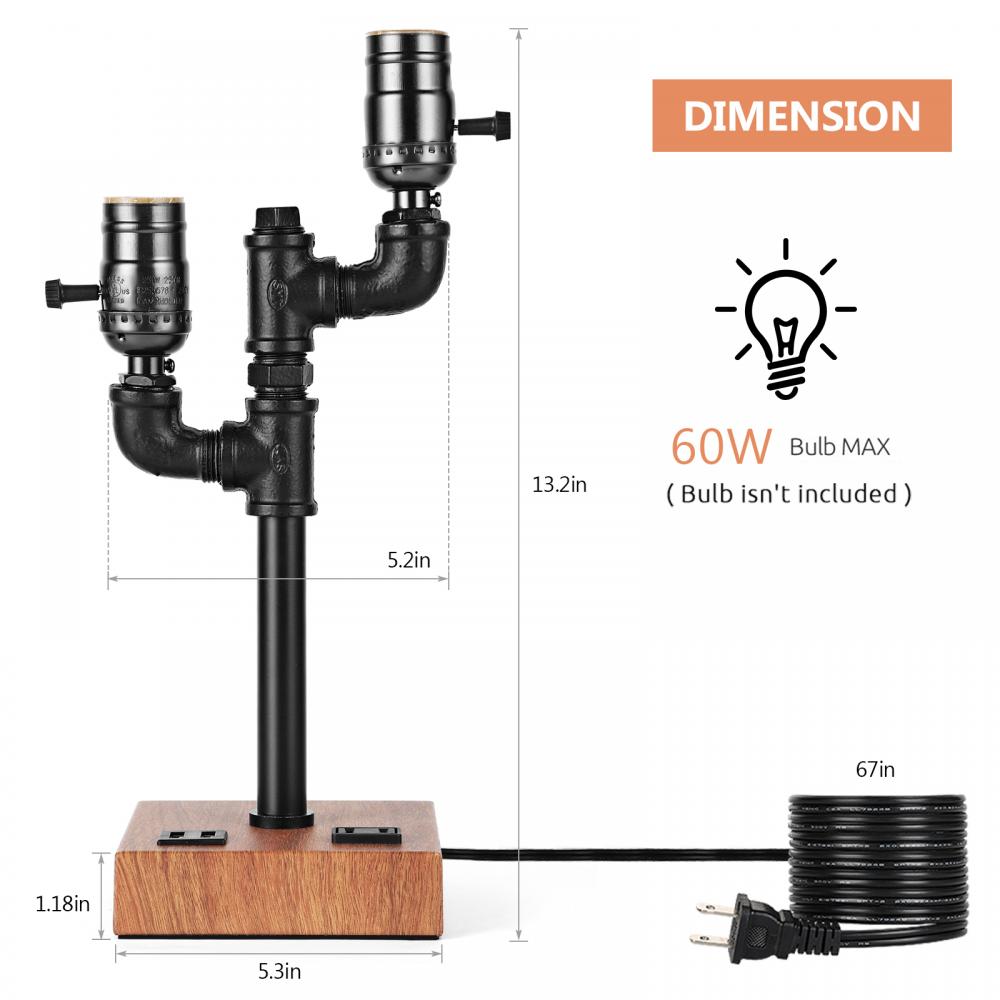 2 Heads Steampunk Desk Lamp