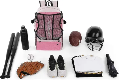 Sports Backpack for Girls and Women: Youth Baseball, T-Ball, and Softball Equipment Bag