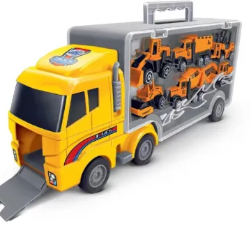 19-In-1 Engineering Construction Carrier Truck Toy Set: Diecast Toy Vehicles and Model Cars