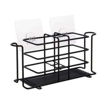 Wall-Mounted Bathroom Metal Toothbrush Stand with Cup Organizer