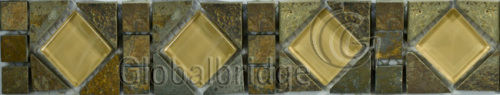 Crystal and Stone Mix Mosaic Wall Border (MU-CMB630)