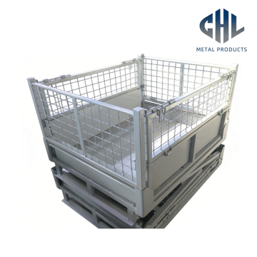 Cage de stockage empilable de grillage d'entrepôt