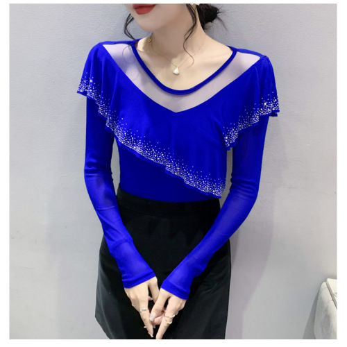 Mesh Fashion Round Neck Women's Tops