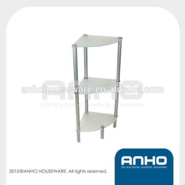 3 - Tier Iron Storage Corner Rack with Tempered Glass