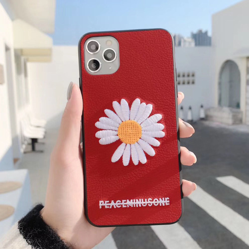 Weiche Leder Fragment Flower Phone Case Stickerei