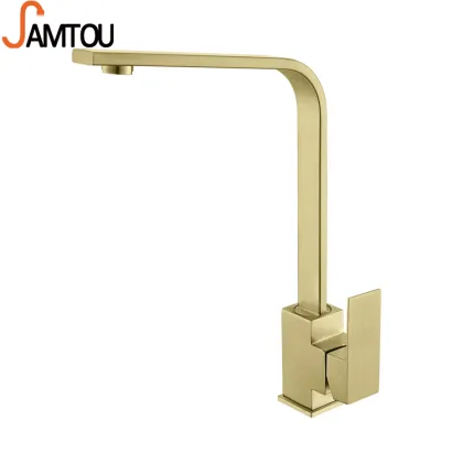 Professional Commercial Kitchen Faucets: SAMTOU Aida Gourmet Stainless Steel Single Lever Square Faucet for Kitchen Sinks